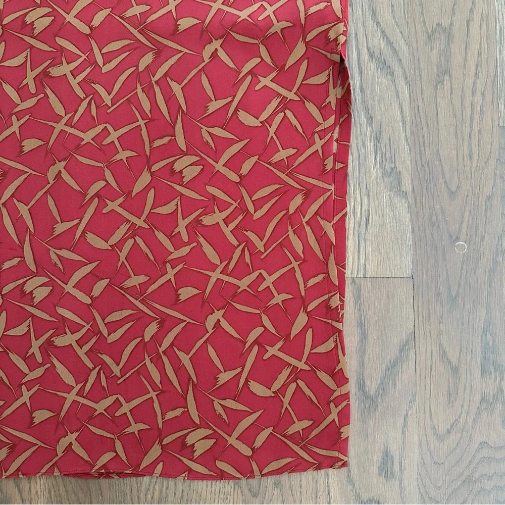Doncaster Vintage 100% Silk Sleeveless Tie Waist Dress in Red and Khaki Size 8